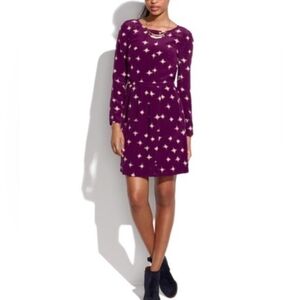 Madewell Silk Purple Inkbrush Starburst Printed Wrap Blouson Dress Size 2